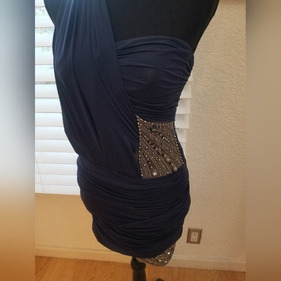 NAVY BLUE STUDDED DRESS - Picture 7 of 7